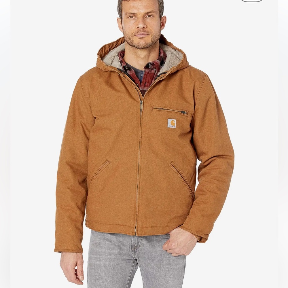 Carhartt Washed Duck Sherpa Lined Hooded Jacket fleece Sherpa lined men’s medium